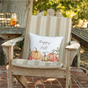 Herbst-Aquarell-Kürbisse mit anpassbarem Text Kissen