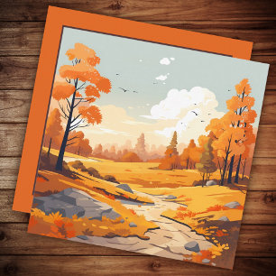 Herbst-Aquarell-Landschaft