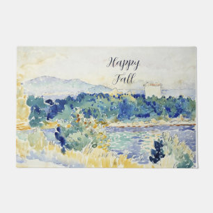 Herbst-Aquarell-Landschaft mit anpassbarem Text Fußmatte