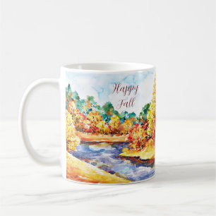 Herbst-Aquarell-Landschaft mit anpassbarem Text Kaffeetasse