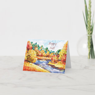 Herbst-Aquarell-Landschaft mit anpassbarem Text  Karte