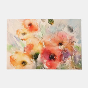Herbst-Aquarell-Mohn Fußmatte