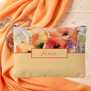 Herbst-Aquarell-Mohn-Monogramm Zubehörtasche