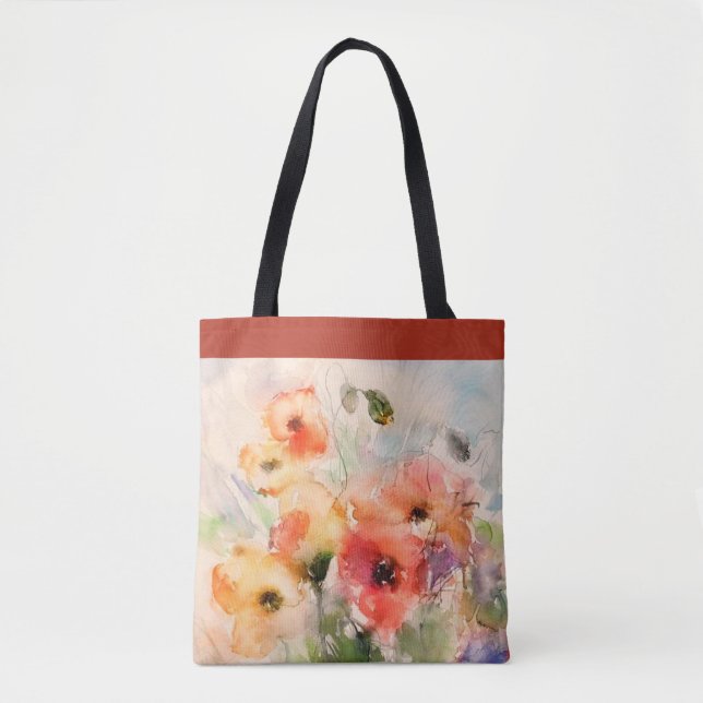 Herbst-Aquarell-Mohn  Tasche (Vorderseite)