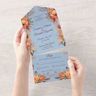 Herbst-Aquarell-Rustikale-Floral-Hochzeit All In One Einladung