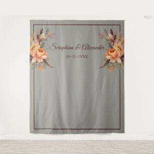 Herbst-Aquarell-Rustikale-Floral-Hochzeitskulisse Wandteppich