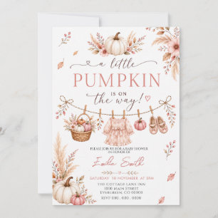 Herbst-Aquarell-Wäscheleine Mädchen-Baby-Party Einladung