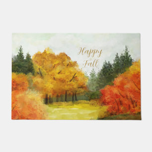 Herbst-Aquarellbäume mit anpassbarem Text Fußmatte