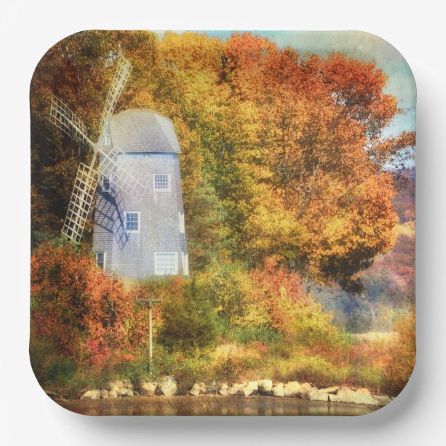 Herbst auf dem Fluss Pappteller (Vorderseite)