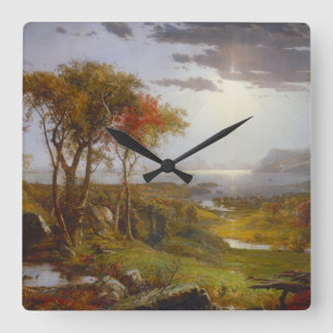 Herbst auf dem Hudson Quadratische Wanduhr