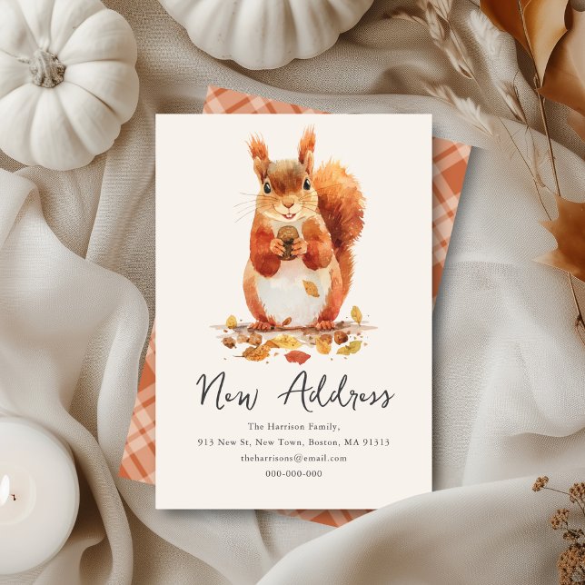 Herbst Autumnal Niedliches Eichhörnchen | Neue Zuh Mitteilungskarte (Von Creator hochgeladen)