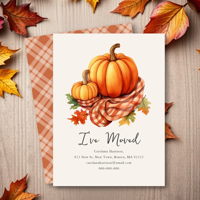 Herbst Autumnal Pumpkins | Neue Zuhause-Adresse Mitteilungskarte (Von Creator hochgeladen)