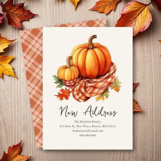 Herbst Autumnal Pumpkins | Neue Zuhause-Adresse Mitteilungskarte (Von Creator hochgeladen)