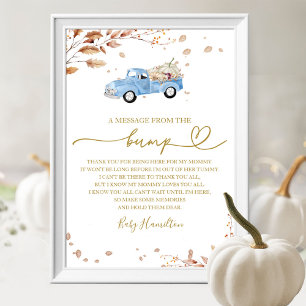 Herbst-Baby-Party Ein Gruß vom Babybauch-Schild Poster