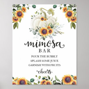Herbst-Baby-Party Grün Mimosa-Bar-Schild Poster