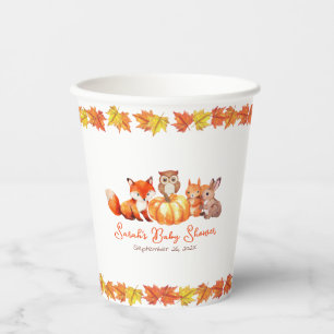 Herbst-Baby-Party Kürbis-Tiere und Herbstlaub Pappbecher