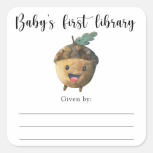 Herbst-Baby-Shower-Exlibris, Bücher für Baby Quadratischer Aufkleber