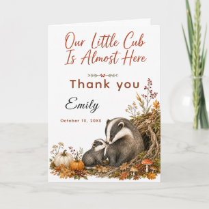 Herbst-Babyshower für kleinen Bären Dankeskarte