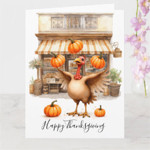 Herbst-Bäckerei mit Truthahn und Kürbis Karte