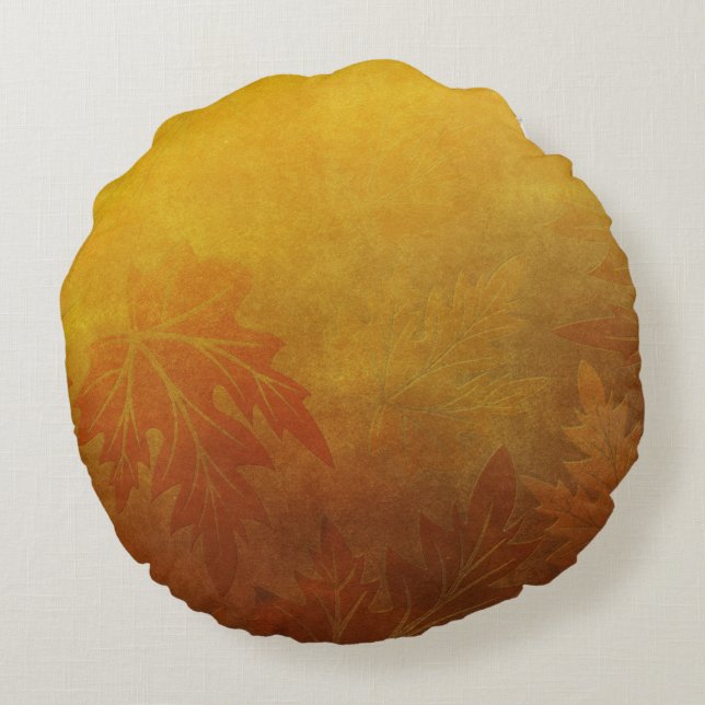 Herbst-Baum-Monogramm A Rundes Kissen (Rückseite)