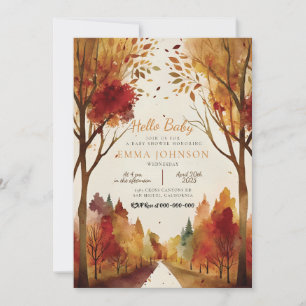Herbst Bäume Babydusche Einladung
