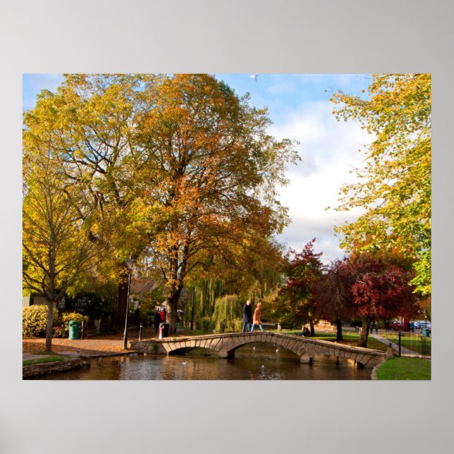 Herbst Bäume Bourton auf dem Wasser-Wöldplakat Poster (Vorne)