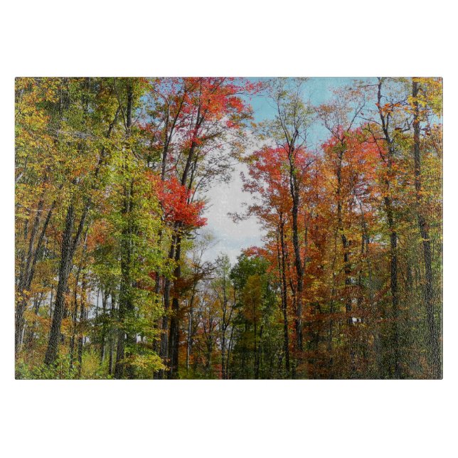 Herbst Bäume und Blue Sky Herbst Natur Fotografie Schneidebrett (Vorderseite)