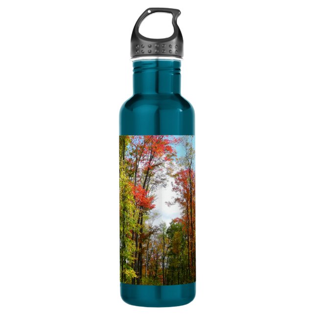 Herbst Bäume und Blue Sky Herbst Natur Fotografie Trinkflasche (Vorderseite)