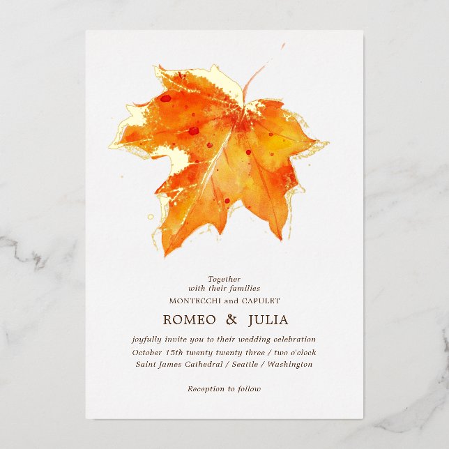 Herbst bei Hochzeiten in der Liebe Folieneinladung (Vorderseite)