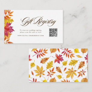 Herbst-Blatt-Garland-Hochzeits-QR-Code-Geschenklis Begleitkarte