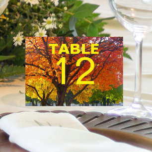 Herbst-Blatt Hochzeit Klappkarte Tischnummer