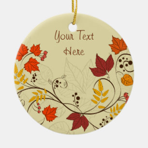 Herbst-Blatt-Reben mit kundengerechtem Text Keramikornament