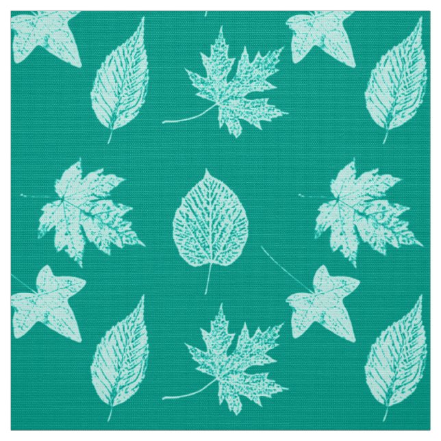 Herbst-Blätter - Aqua und Türkis Stoff (Muster)