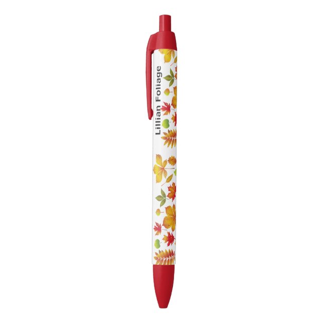 Herbst-Blätter auf Schreibens-Stift Kugelschreiber (Oberseite (Vertikal))