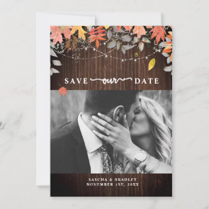Herbst-Blätter Herbst Hochzeitsholz Foto Save The Date