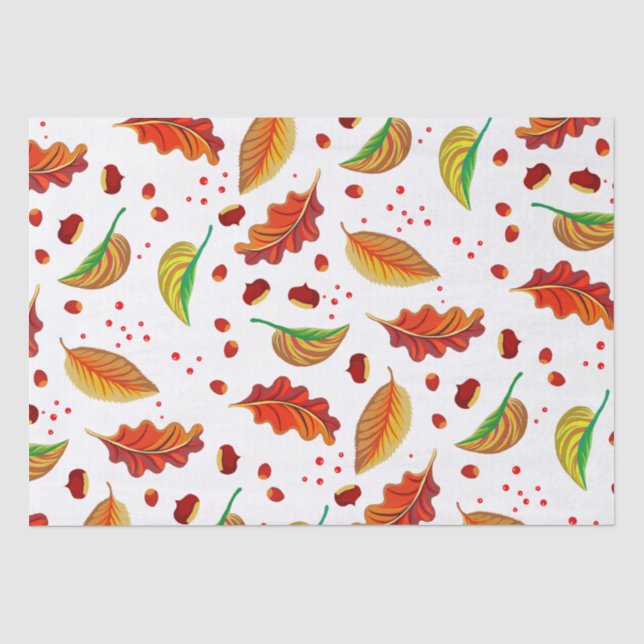 Herbst Blätter Nüsse Kastanien Herbst Orange Decou Seidenpapier (Vorderseite)