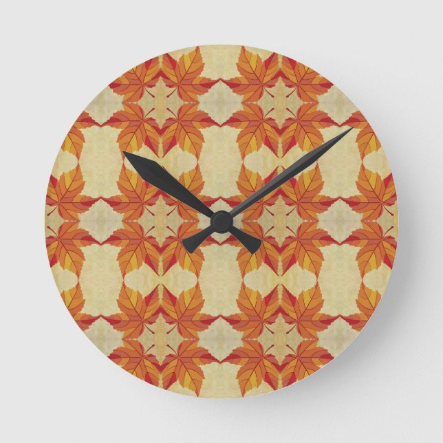 Herbst-Blätter Runde Wanduhr (Vorderseite)