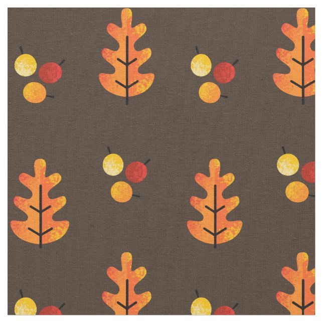 Herbst-Blätter und Beeren-Muster Stoff (Nahaufnahme)