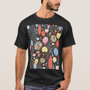 Herbst Blätter und Vögel. T-Shirt