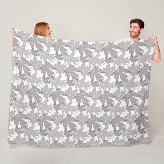 Herbst-Blätter, zerstreutes Taupe-Blätter auf Weiß Fleecedecke (Beispiel)