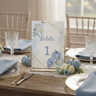 Herbst-Blauer-Kürbis-Junge-Baby-Shower-Party Tischnummer