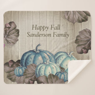 Herbst Blauer Pumpkin Rustikaler Niedlicher Grauho Sherpadecke