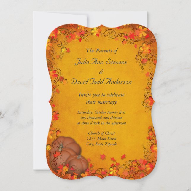 Herbst-Bliss-Hochzeit Einladung (Vorderseite)
