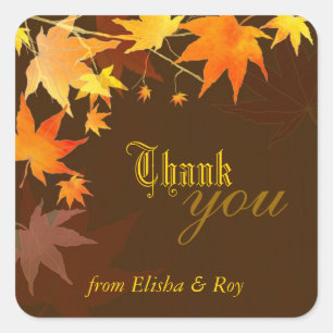 Herbst-Bliss-Maple-Hochzeit Vielen Dank Quadratischer Aufkleber