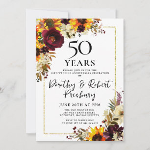 Herbst-Blume 50. Hochzeitstag Party Einladung