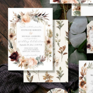 Herbst Blume Elegante Burgund Rose Hochzeit Einladung