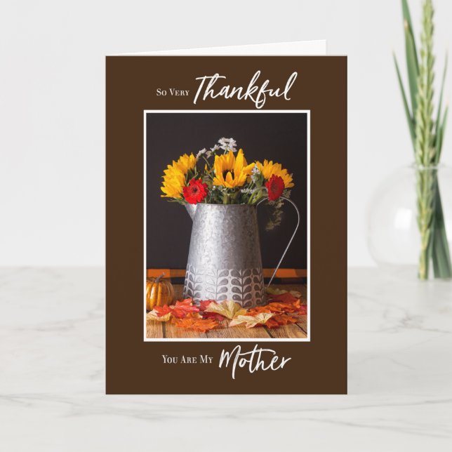 Herbst-Blume Herbst Leere Erntedank Mutter Karte (Vorderseite)