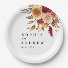 Herbst-Blume-Hochzeit Pappteller