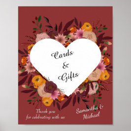 Herbst-Blume Hochzeitskarten & Geschenkposter Poster