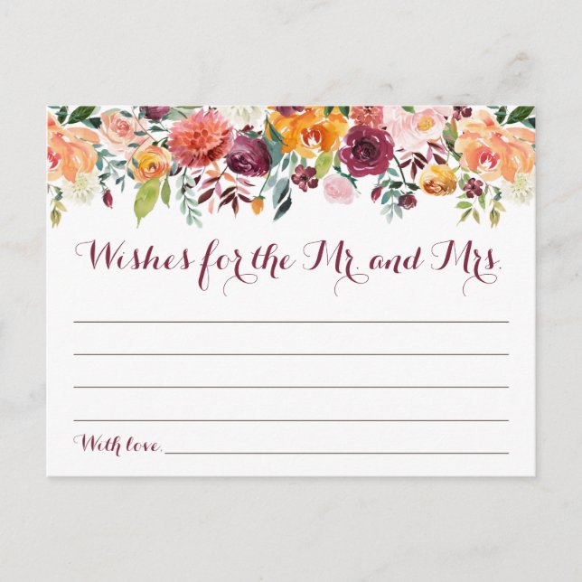 Herbst Blume Hochzeitskarten, Orange Pink Postkarte (Vorderseite)